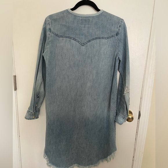 LuckyBrand light wash raw hem denim knee-length shirt dress - Picture 4 of 4